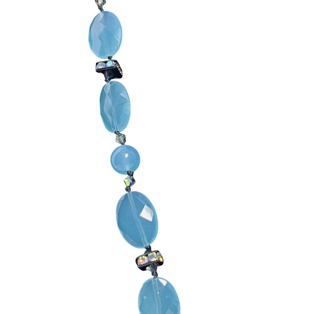 Lori Frantz-Koenig Blue Bead and AB Rhinestone Necklace (6022) - Picture 2 of 7